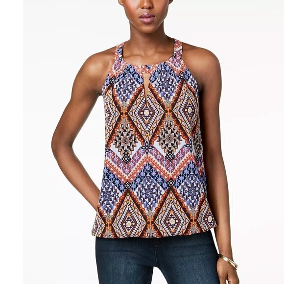 INC International Concepts Printed Keyhole Halter Top XS - Picture 1 of 10